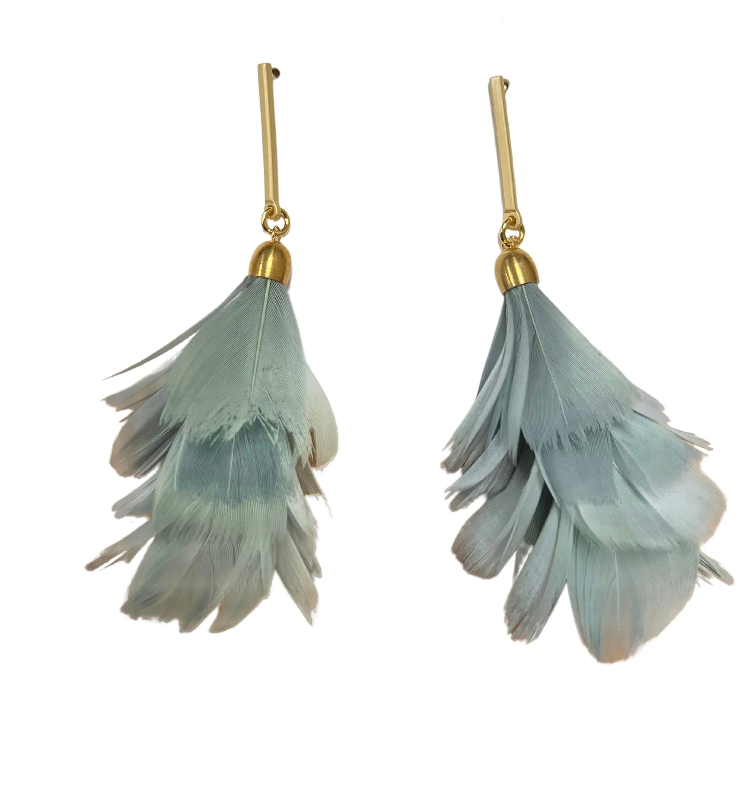 Bar Post Feather Fan Earrings