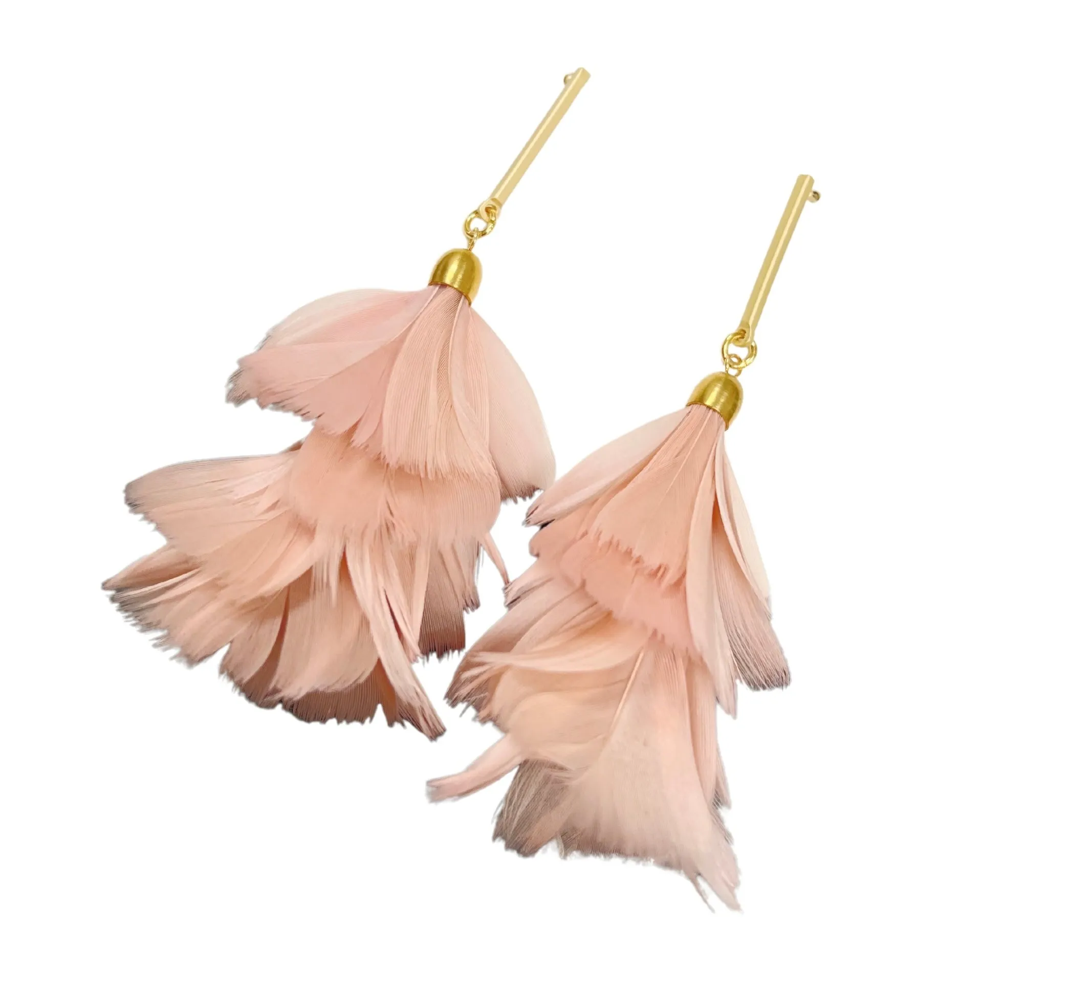 Bar Post Feather Fan Earrings