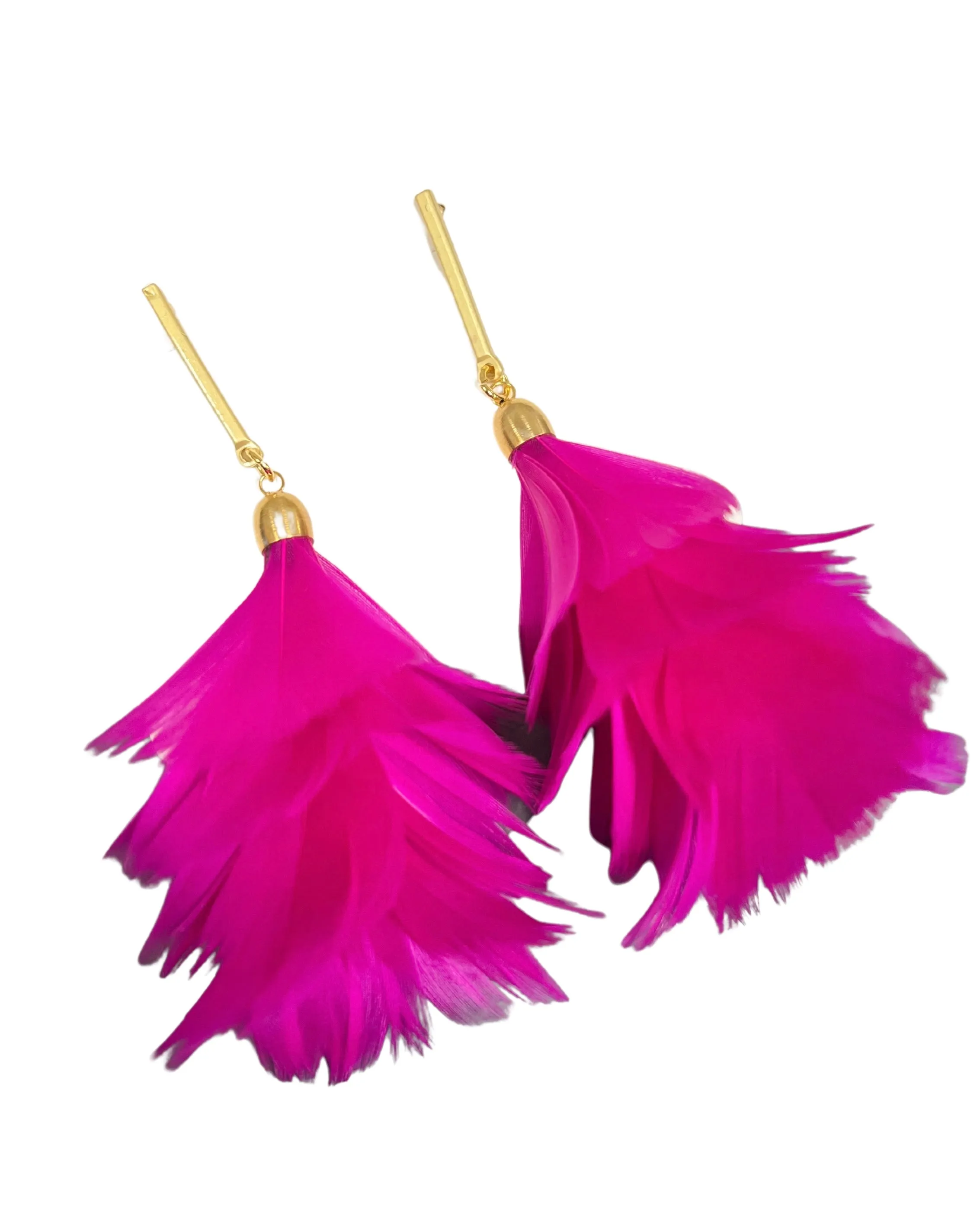 Bar Post Feather Fan Earrings