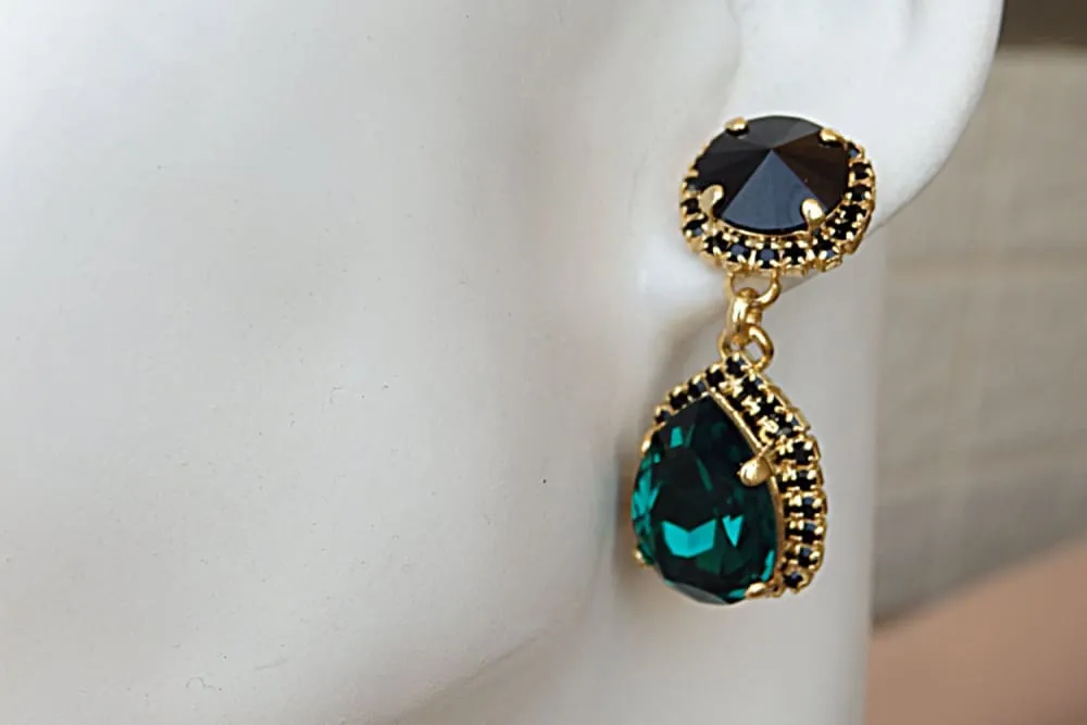 Black Emerald Chandelier Earrings