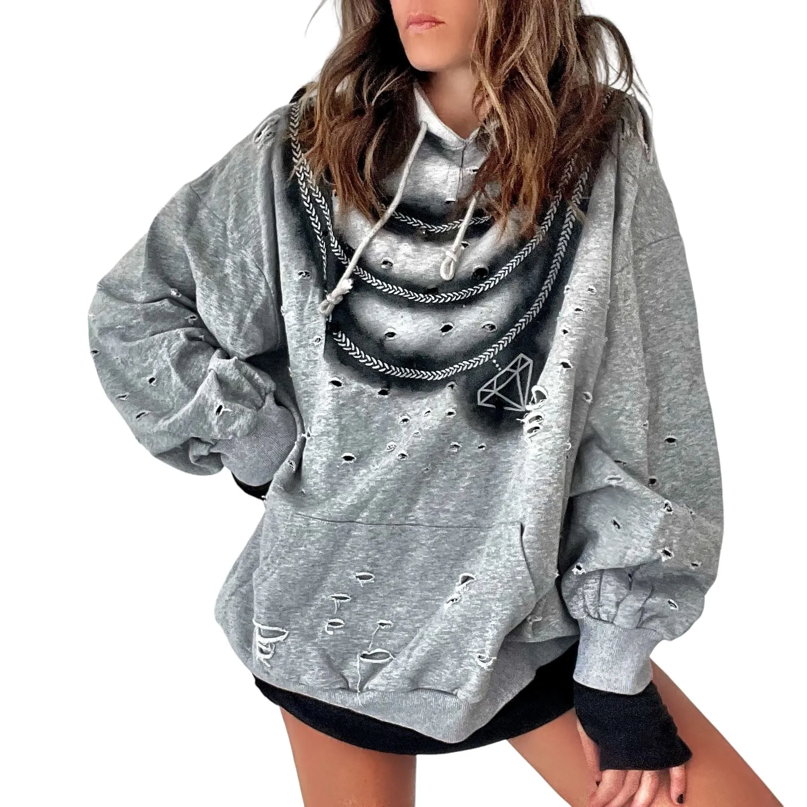 'Blinged' Painted Hoodie