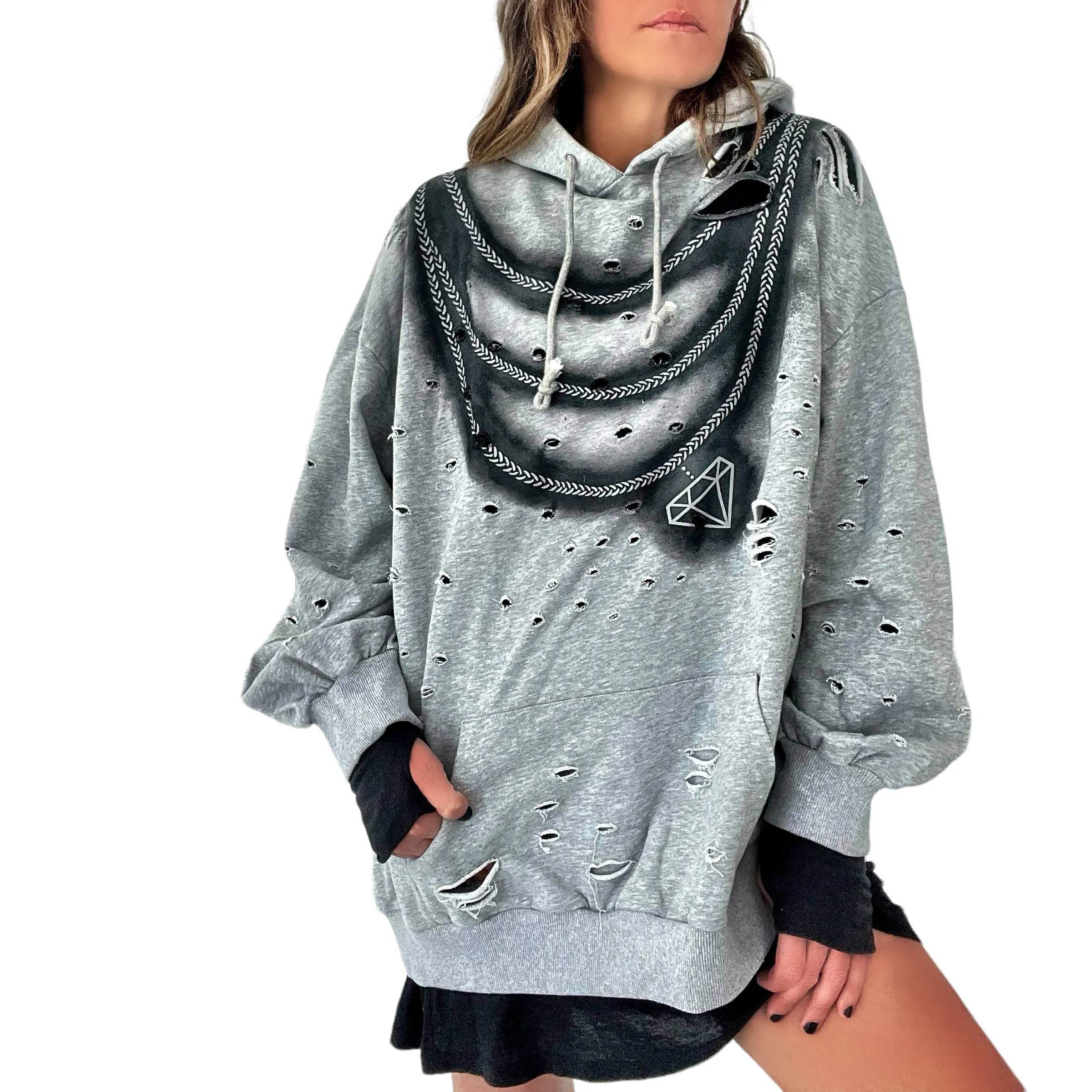 'Blinged' Painted Hoodie