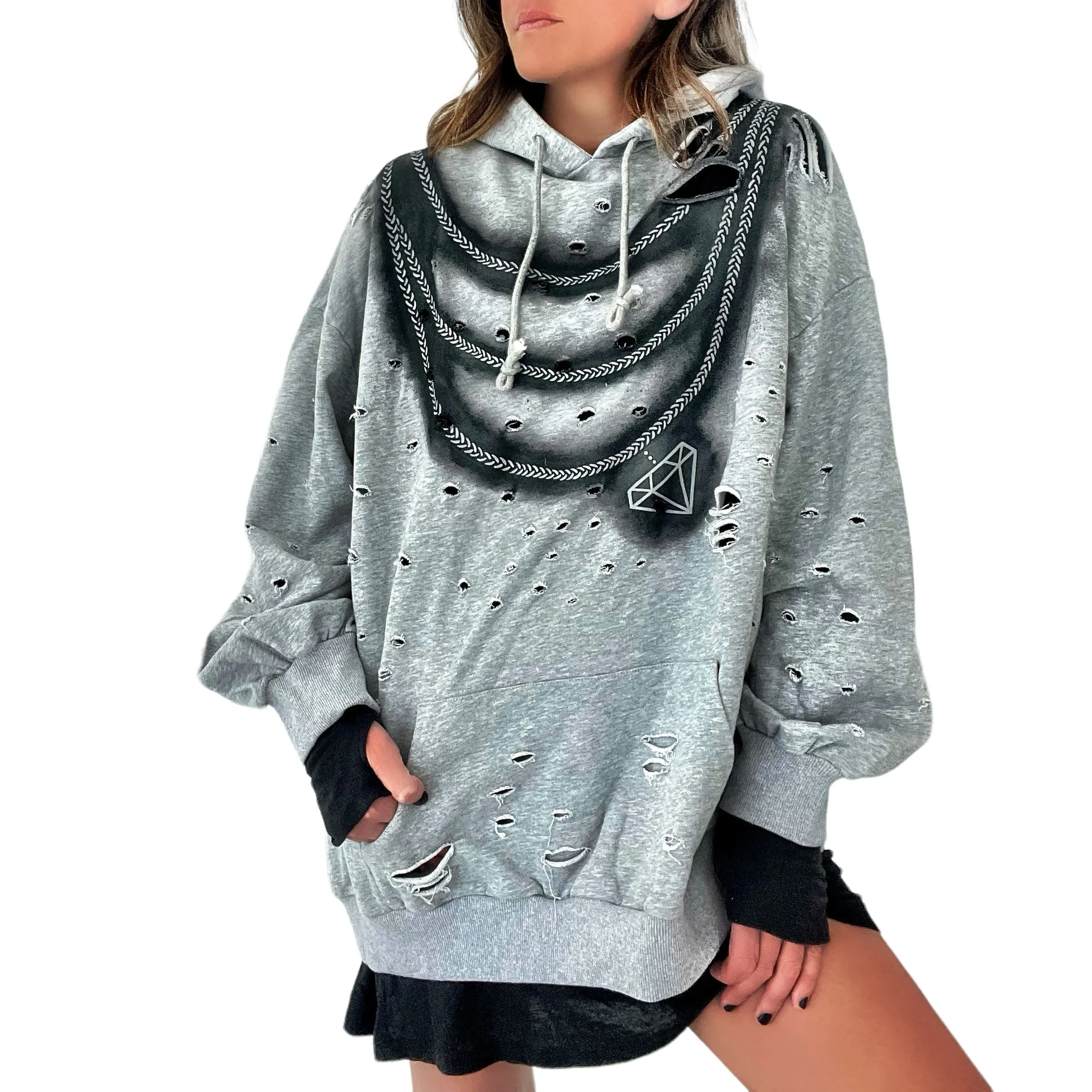 'Blinged' Painted Hoodie