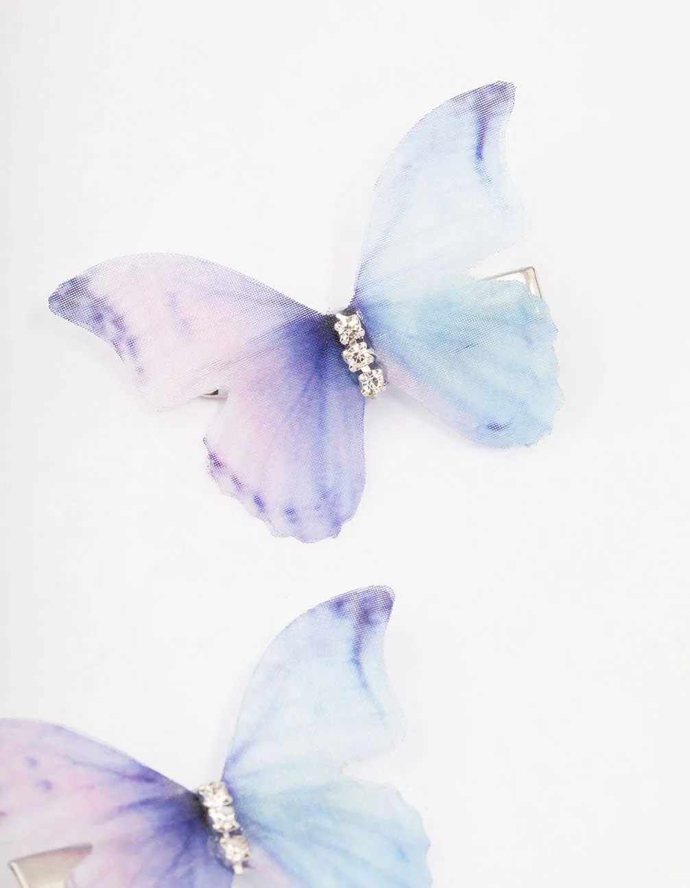 Blue Diamante Butterfly Hair Clip Pack