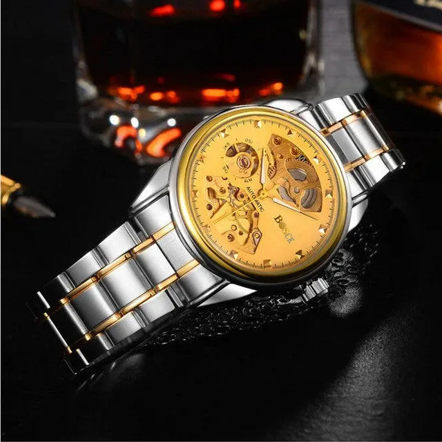 BOSCK - 647, waterproof men's mechanical movement watches, automatic calendar leisure wrist watch, 2017 luxury fashion watches