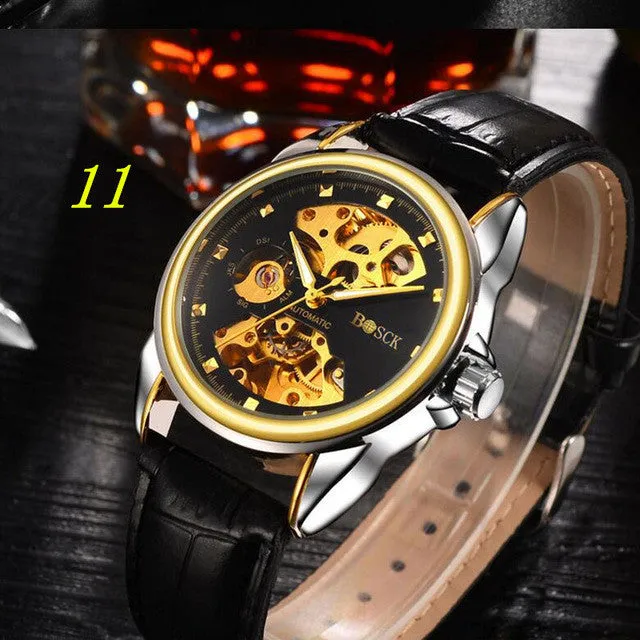 BOSCK - 647, waterproof men's mechanical movement watches, automatic calendar leisure wrist watch, 2017 luxury fashion watches