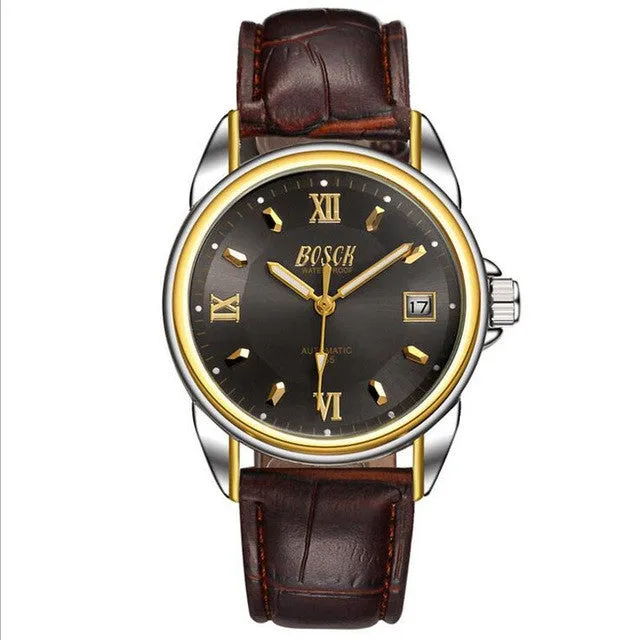 BOSCK - 655, waterproof men's mechanical movement watches, automatic calendar leisure wrist watch, 2017 luxury fashion watches