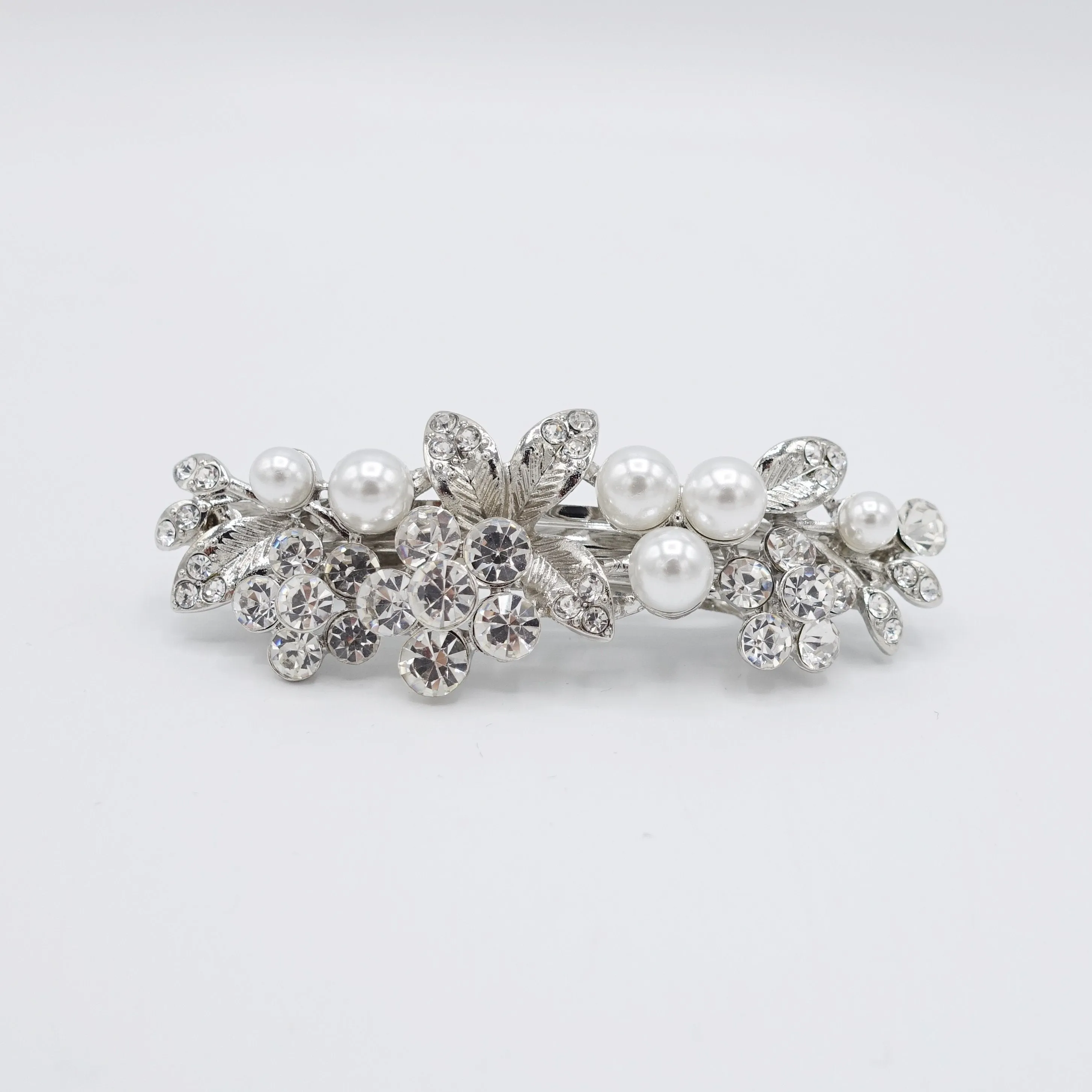 bridal branch hair barrette rhinestone pearl hair accessory for women