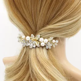 bridal branch hair barrette rhinestone pearl hair accessory for women