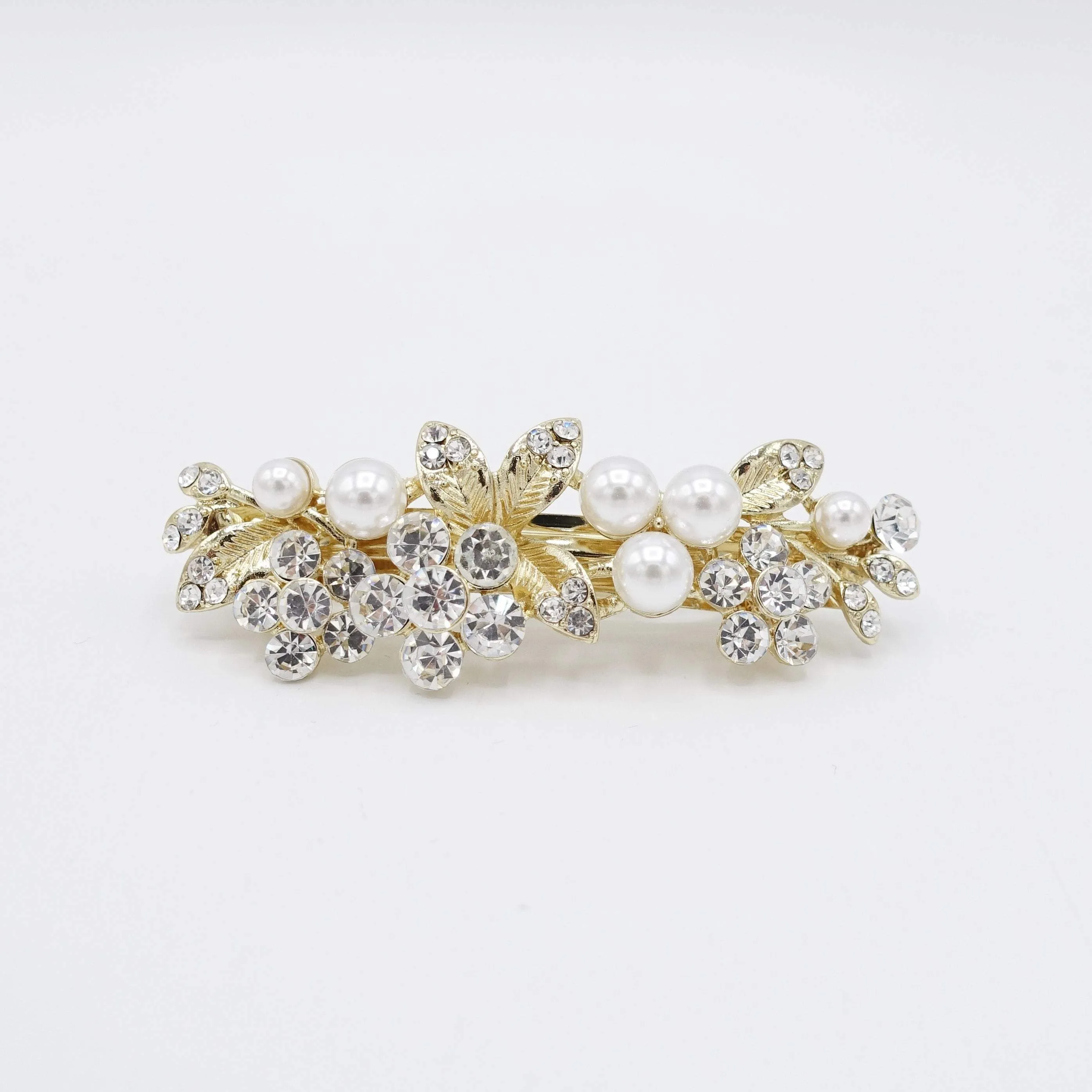 bridal branch hair barrette rhinestone pearl hair accessory for women