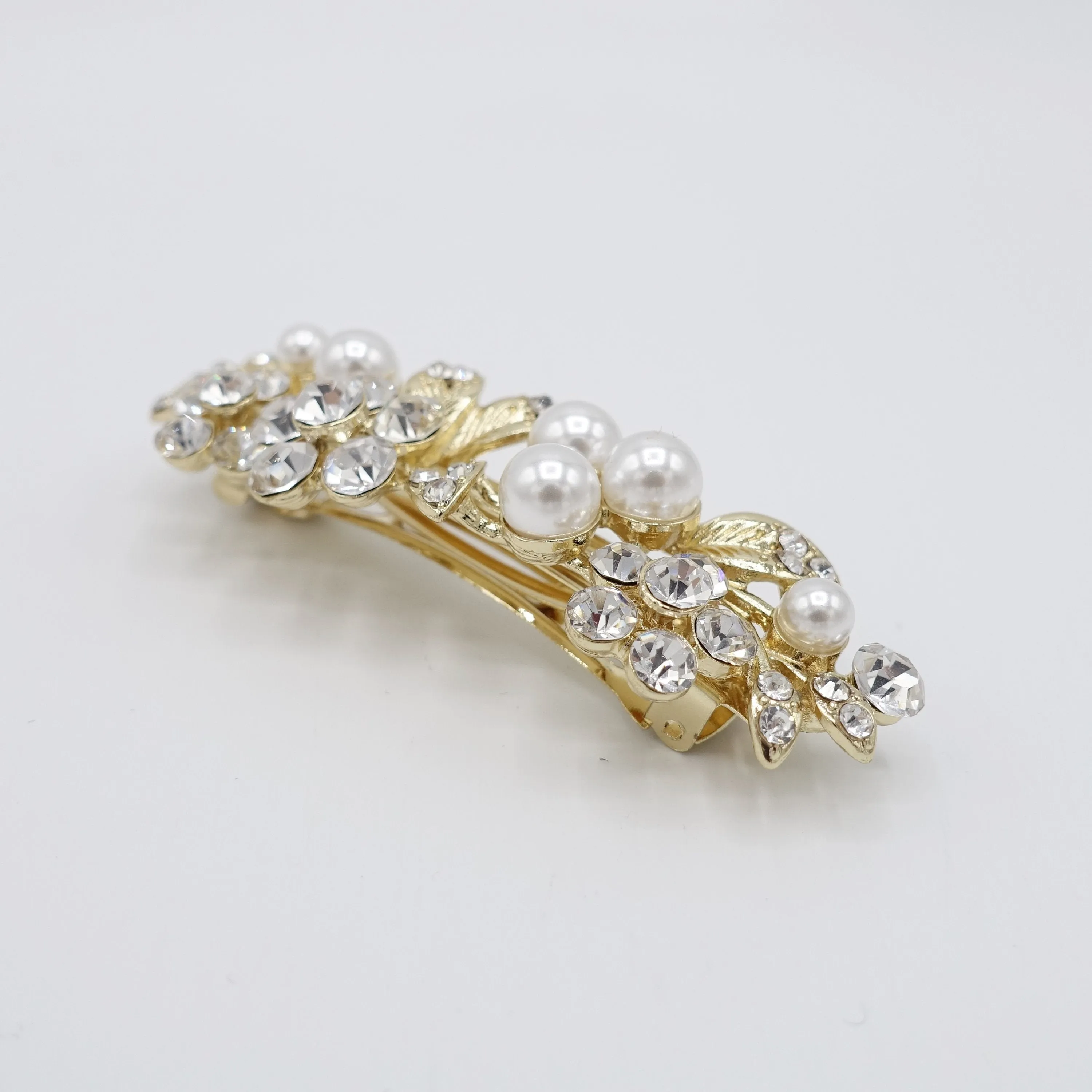 bridal branch hair barrette rhinestone pearl hair accessory for women