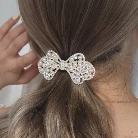 bridal butterfly rhinestone pearl hair barrette