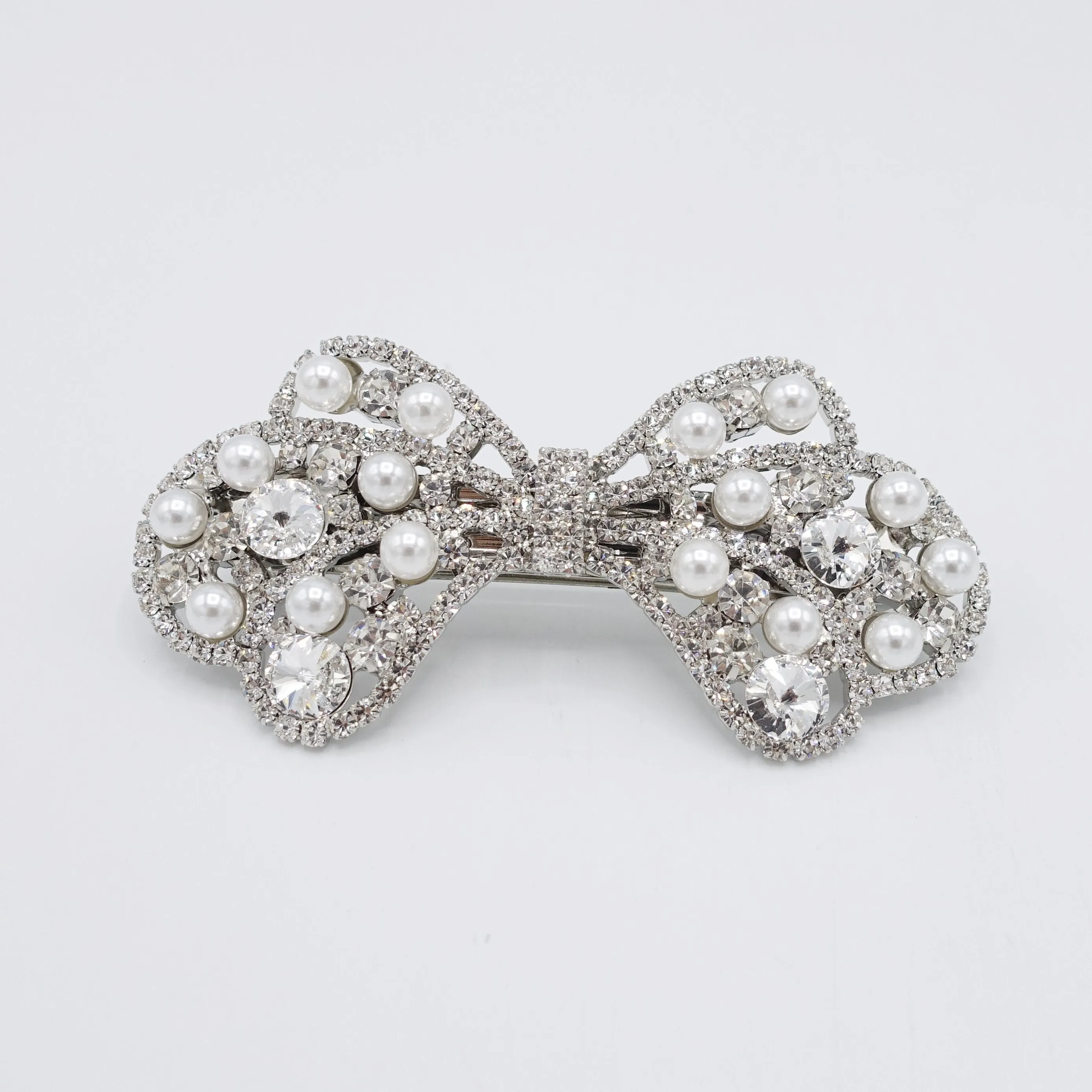 bridal butterfly rhinestone pearl hair barrette