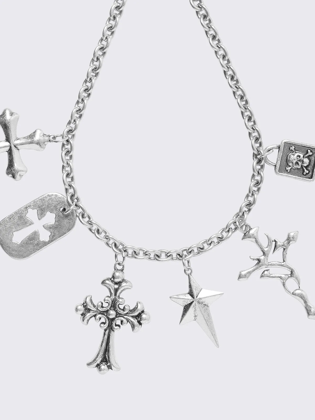 Brutal Cross Charm Chain Necklace