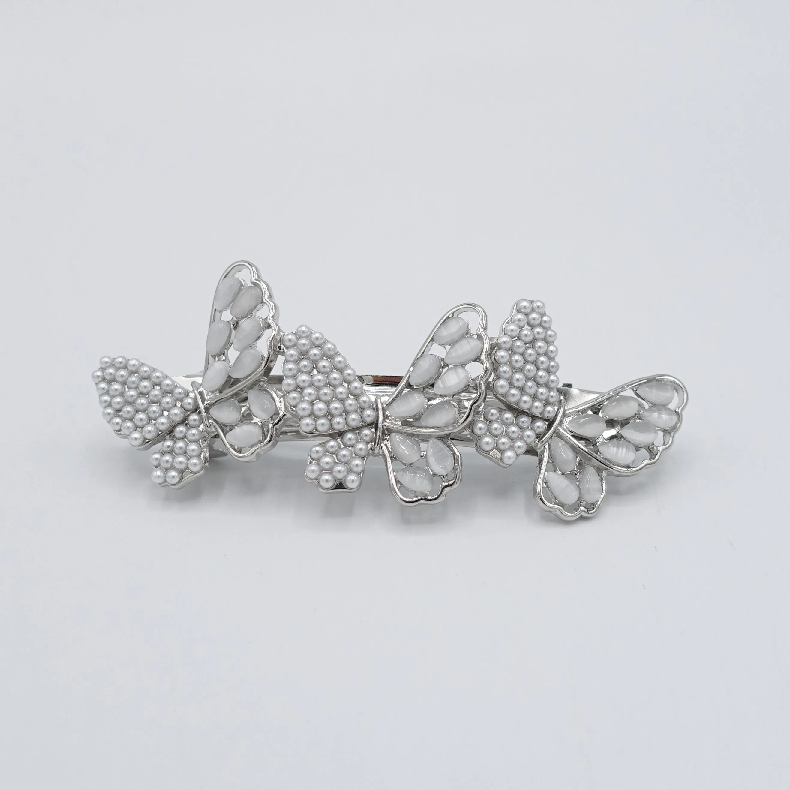 butterfly hair barrette pearl catseye embellished hair accessory for women