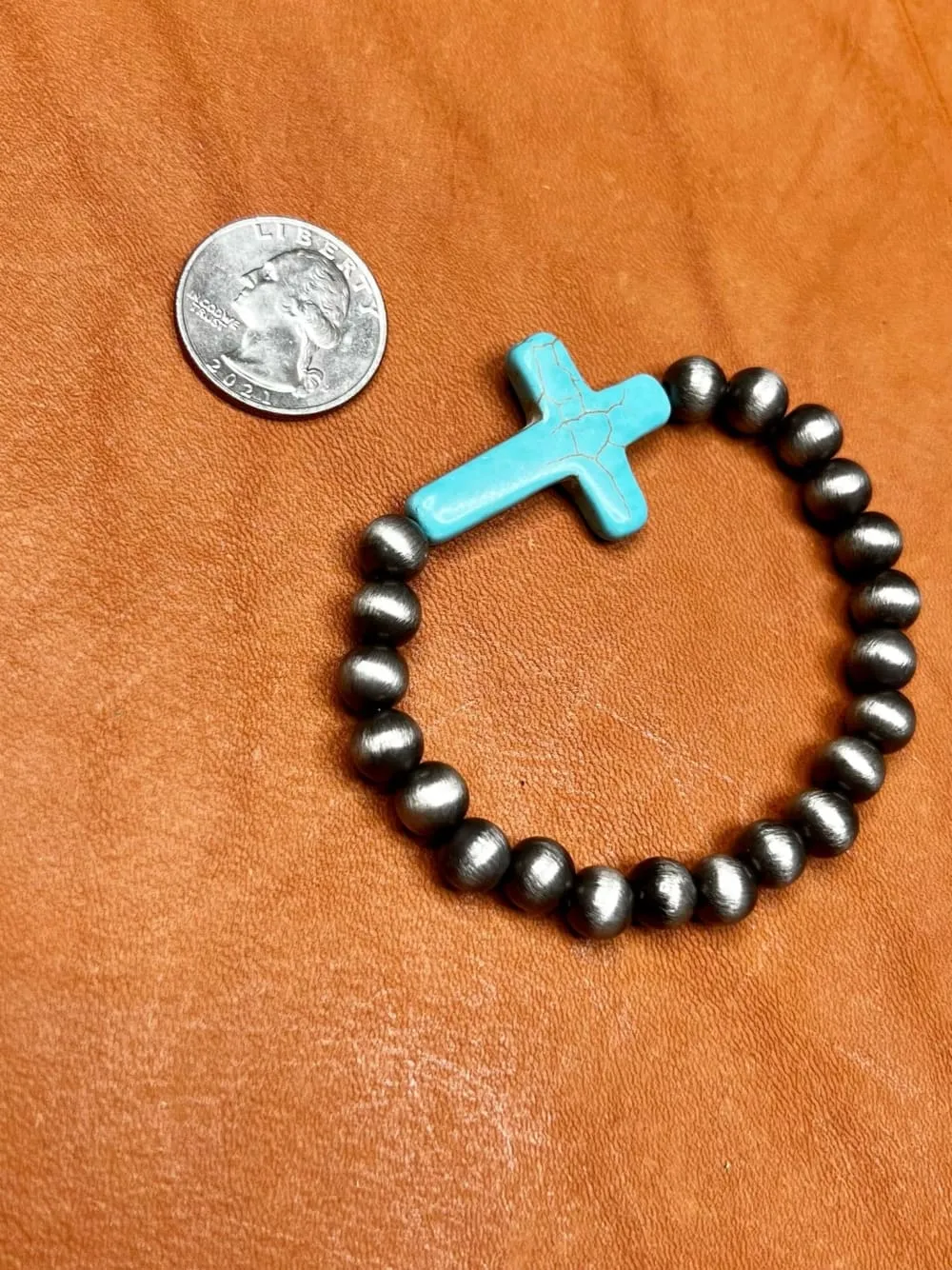 Canyon Turquoise Cross Pearl Bracelet