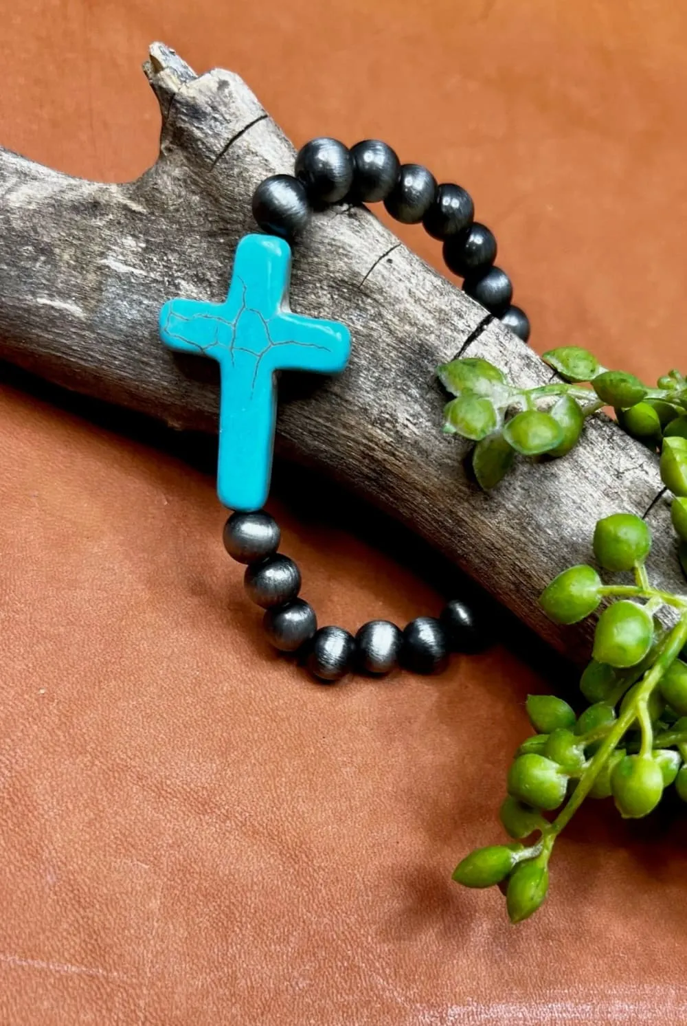 Canyon Turquoise Cross Pearl Bracelet