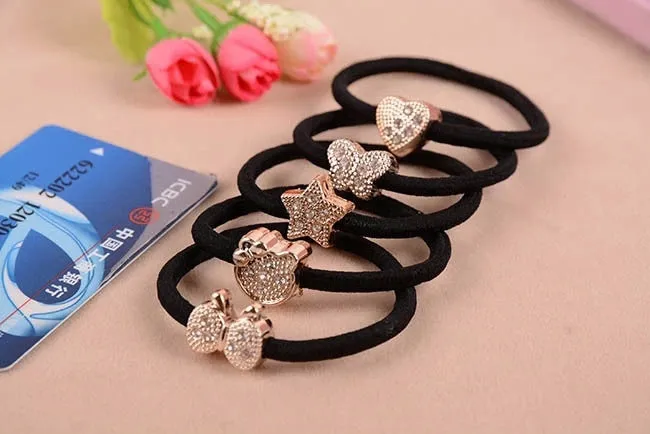 Cat Star Butterfly Black Elastic Ponytail Holders