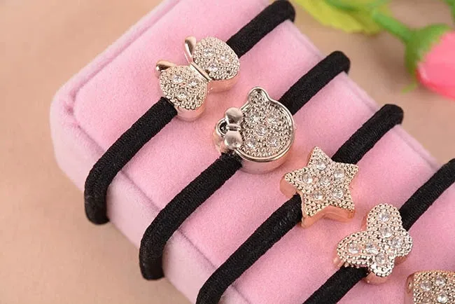 Cat Star Butterfly Black Elastic Ponytail Holders