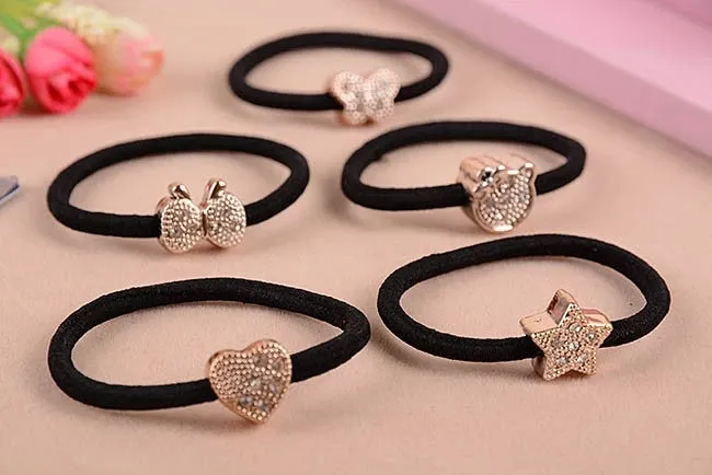 Cat Star Butterfly Black Elastic Ponytail Holders