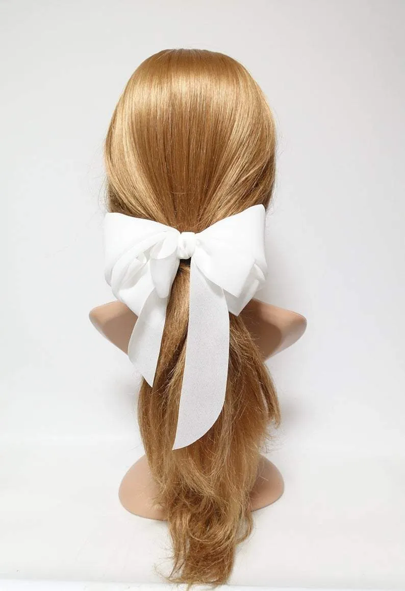 chiffon solid color hair bow long tail woman french hair barrette