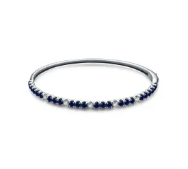 Classic Blue Sapphire and White Diamond Half Bangle