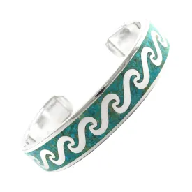 Crushed Wave Inlay Sterling Cuff Bracelet