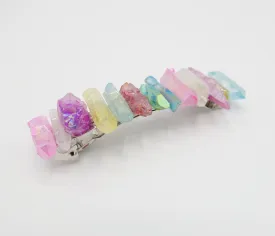 crystal stone hair barrette quartz dyed natural hair accessory for women