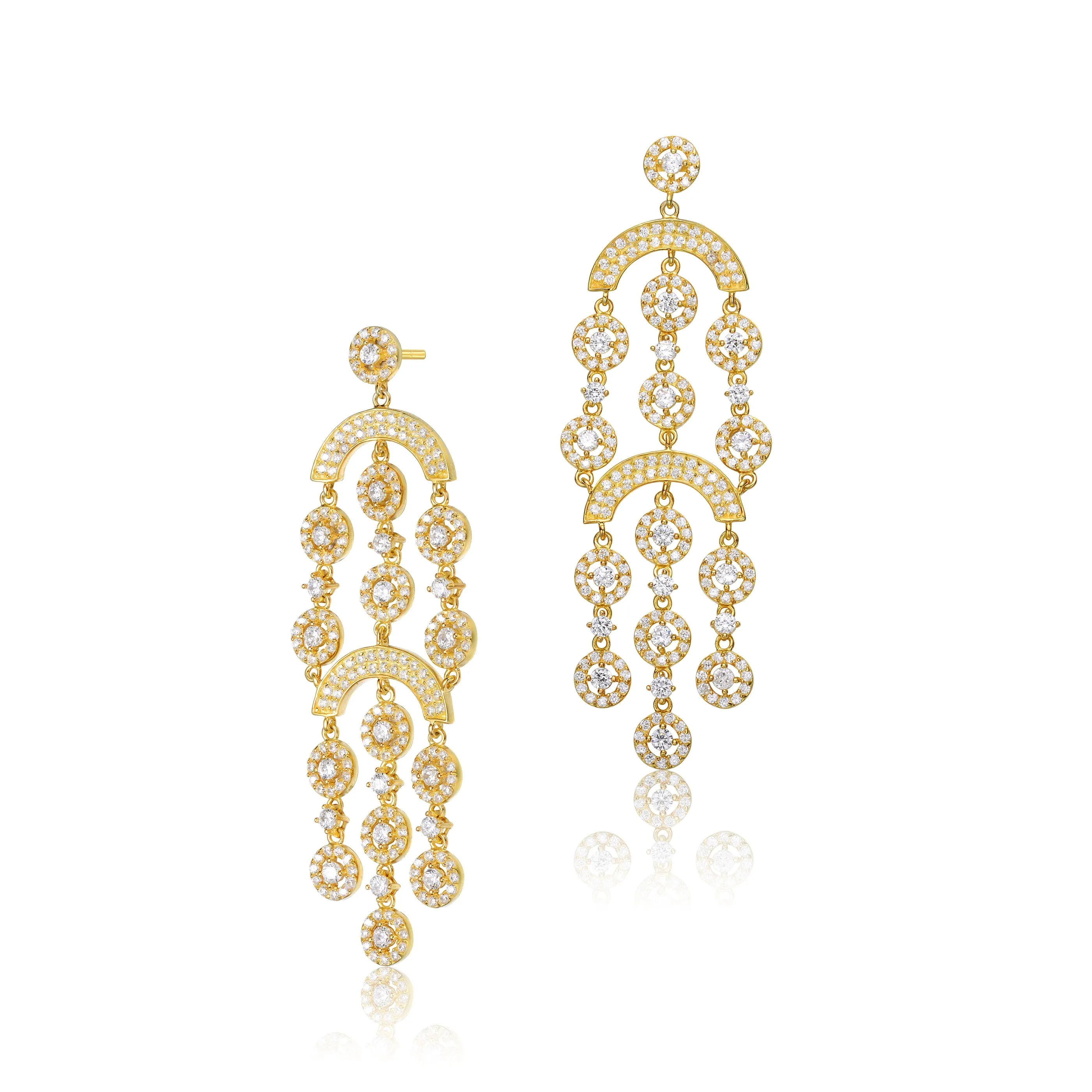 Dauphine Triple Drop Chain Earrings