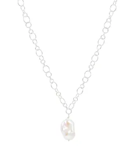 Decus large baroque 'fireball' cultured freshwater pearl drop on chunky silver chain