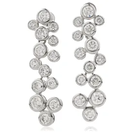 DIAMOND IN RUB OVER SETTING DROP EARRINGS IN 18K WHITE GOLD