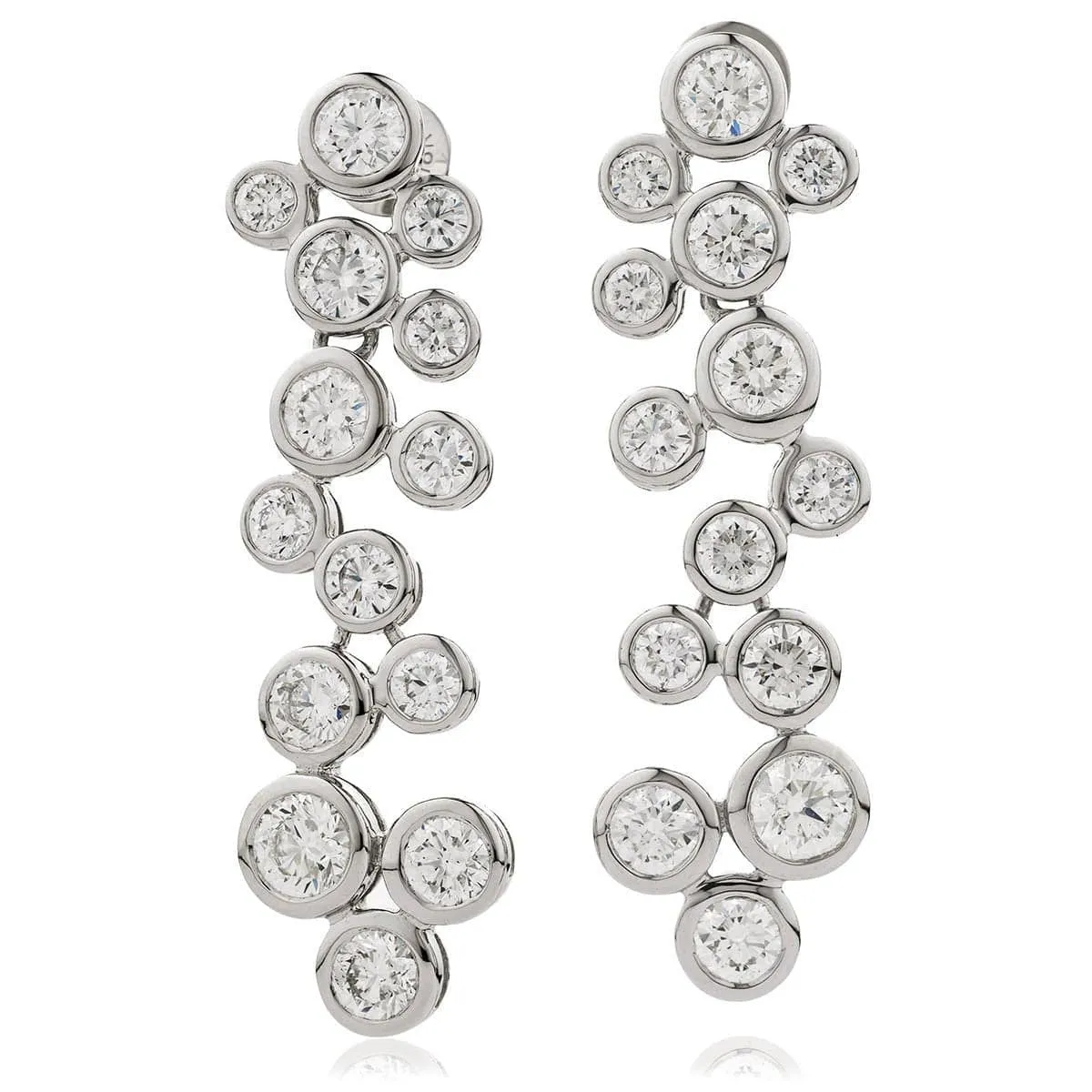 DIAMOND IN RUB OVER SETTING DROP EARRINGS IN 18K WHITE GOLD