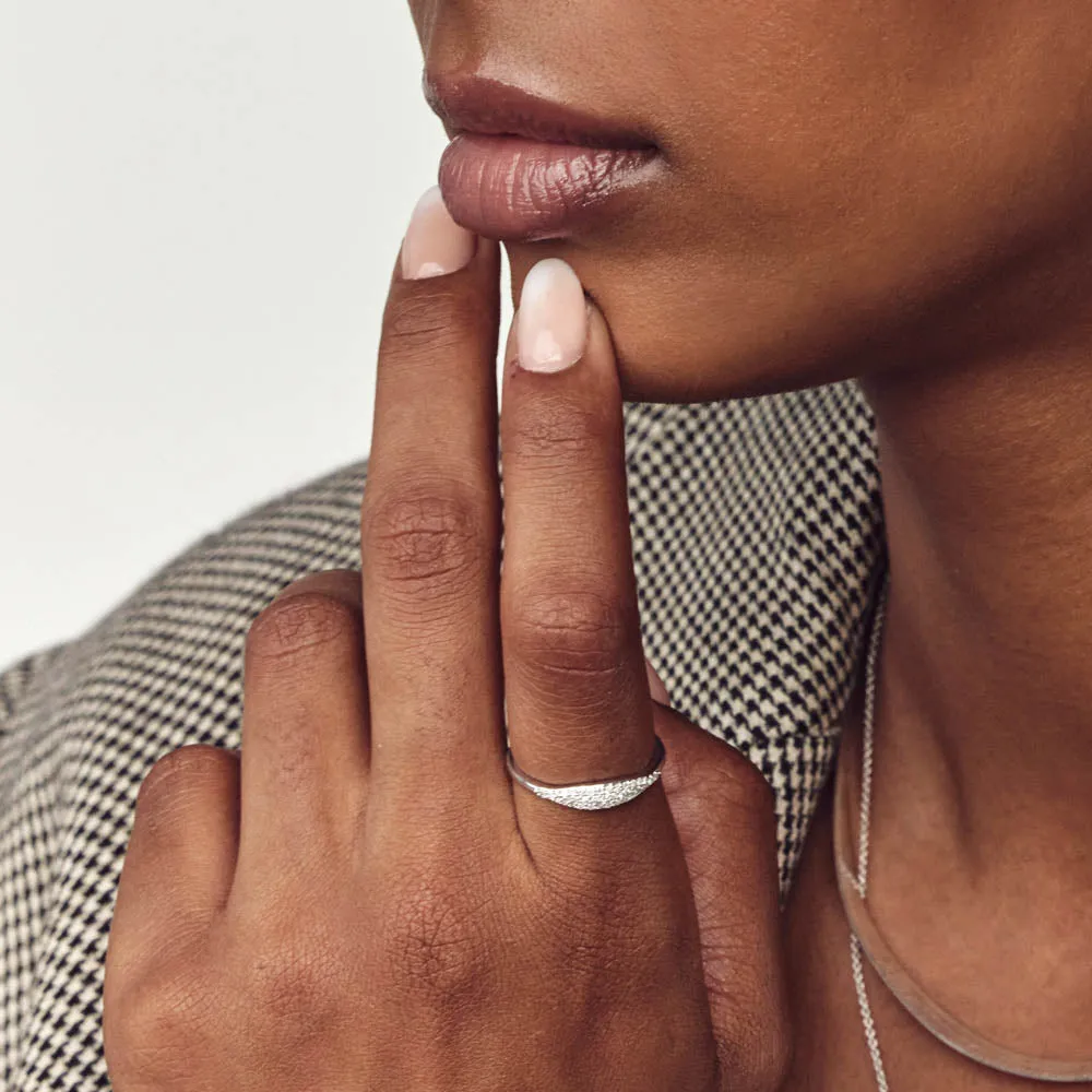 Diamond Pave Signet Ring in Silver