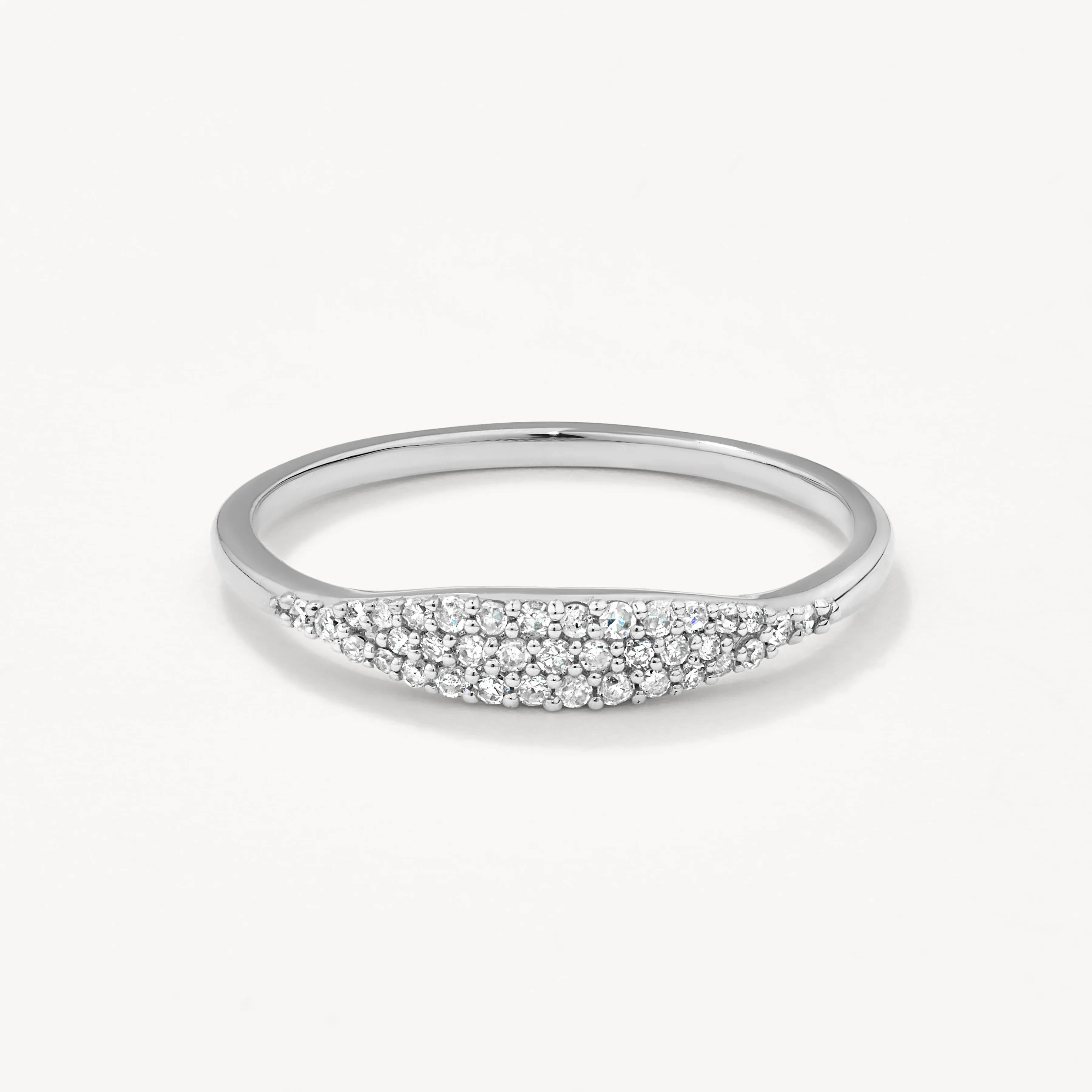 Diamond Pave Signet Ring in Silver