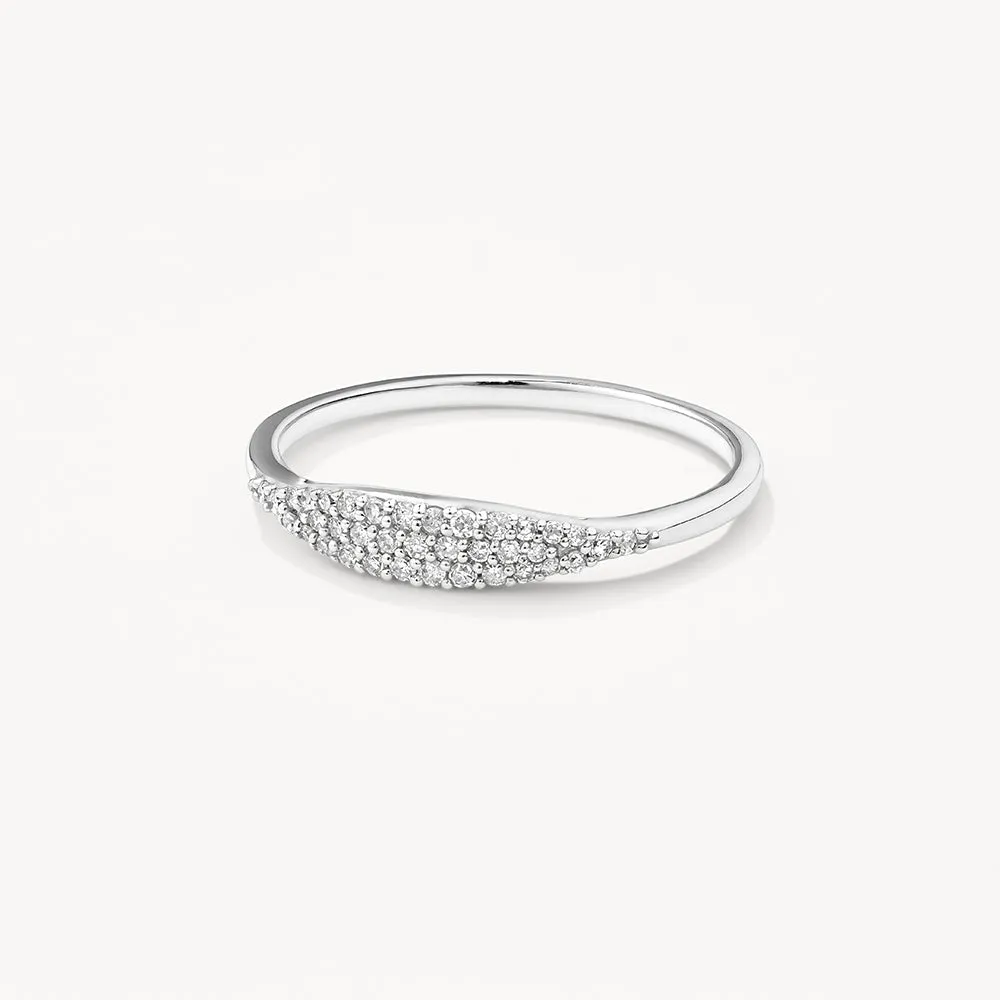 Diamond Pave Signet Ring in Silver