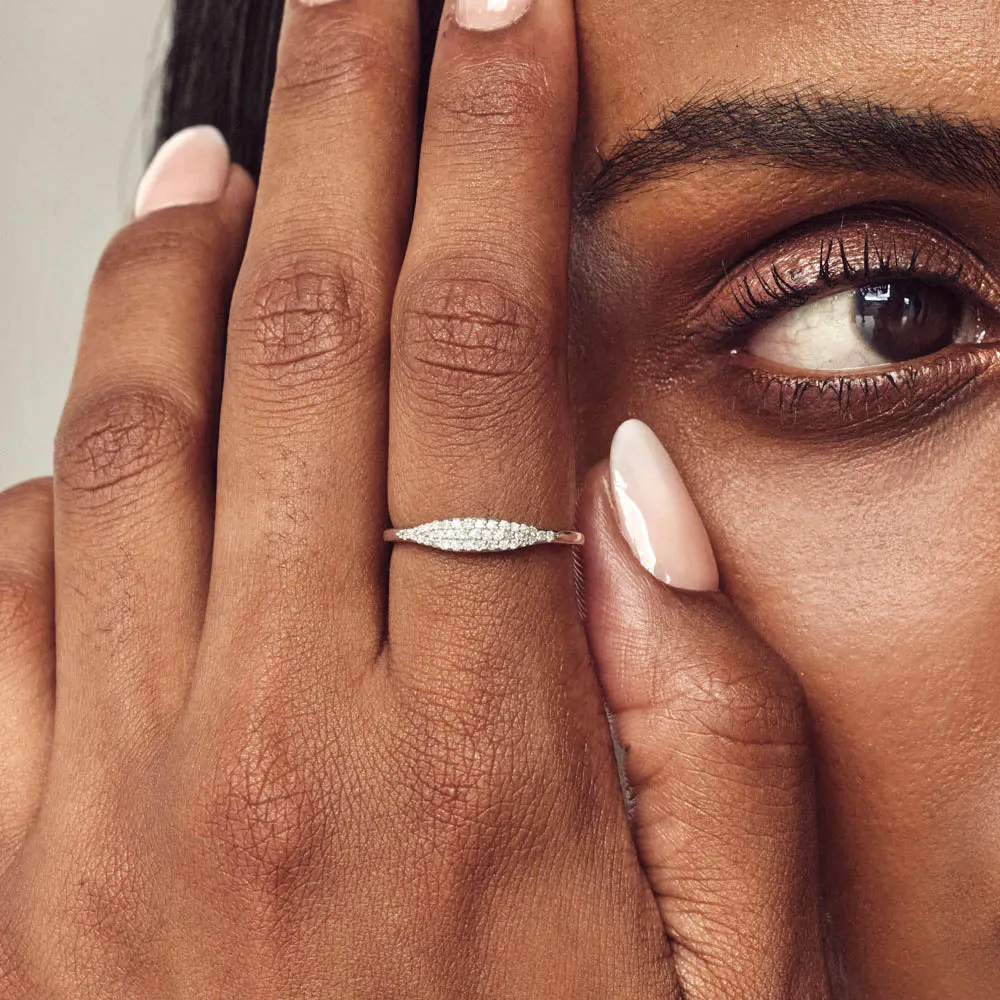 Diamond Pave Signet Ring in Silver