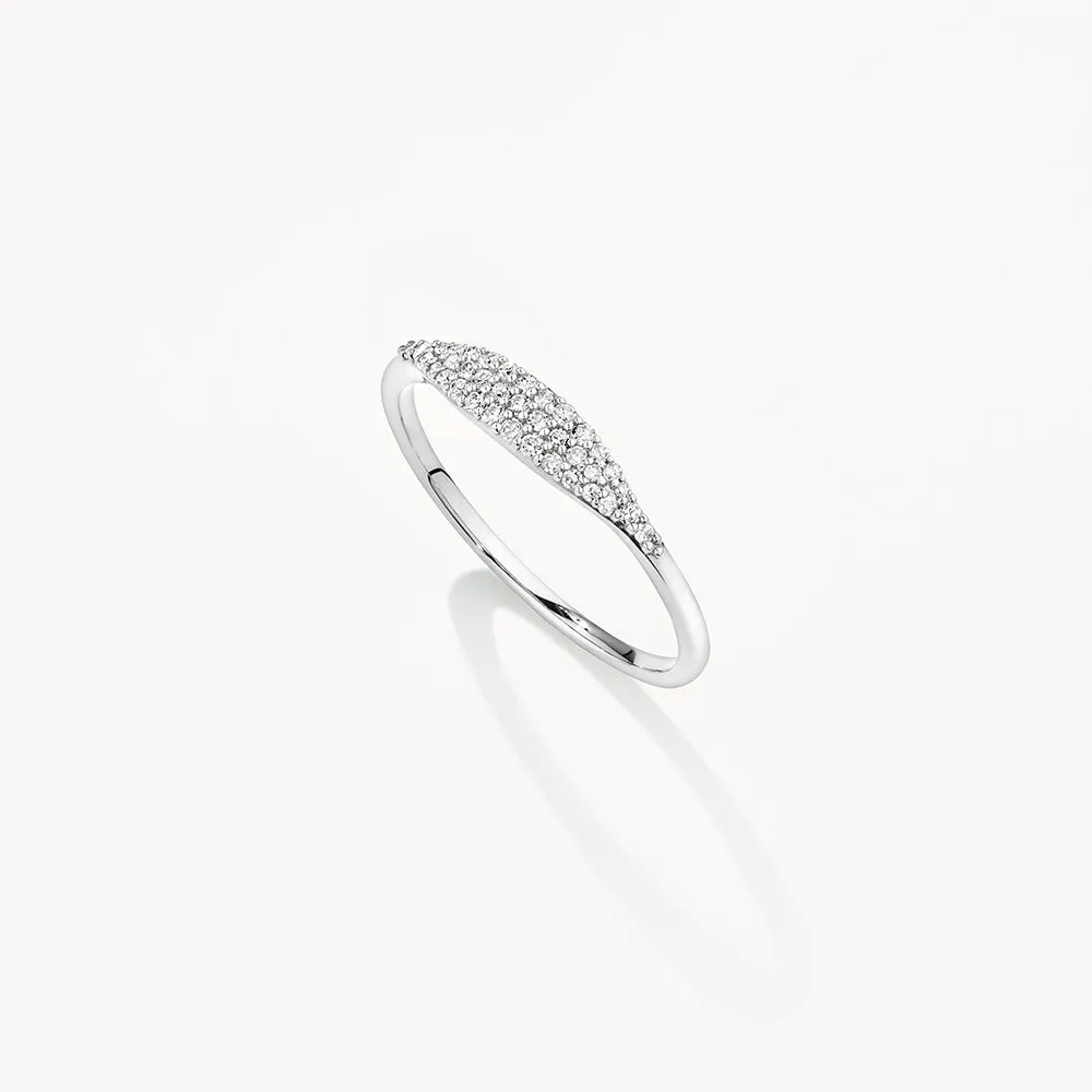 Diamond Pave Signet Ring in Silver