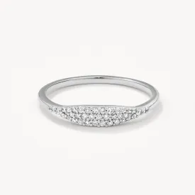 Diamond Pave Signet Ring in Silver