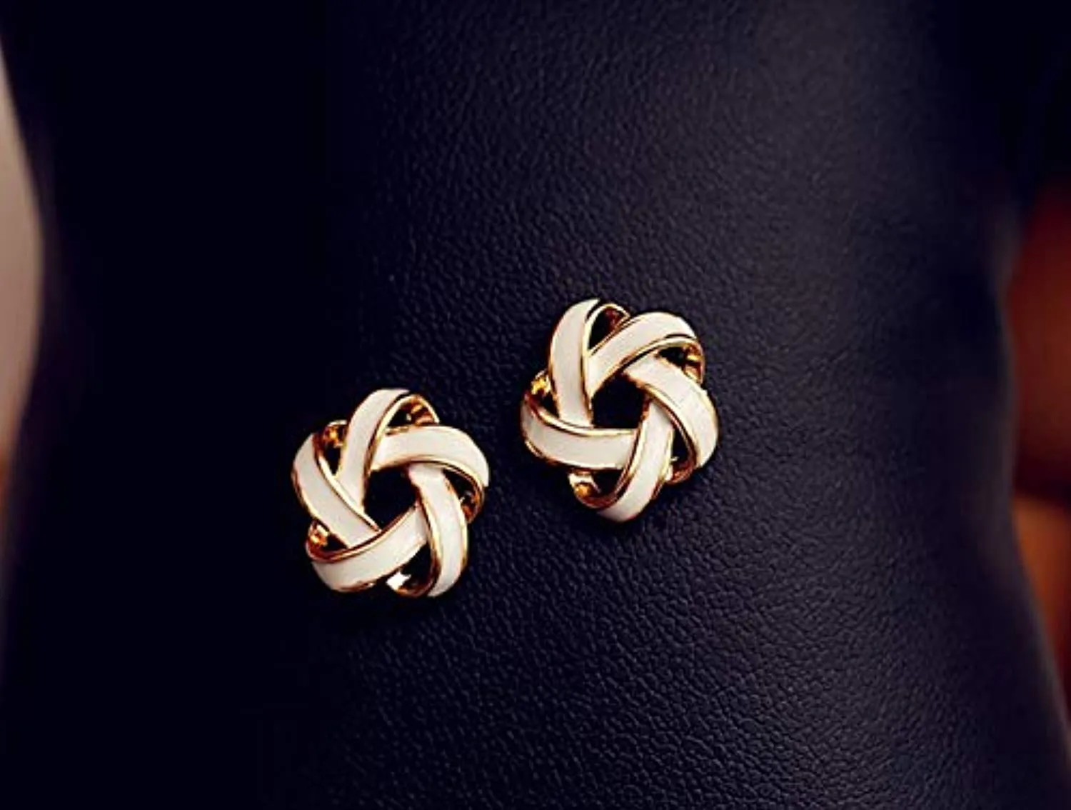 Electomania White Cortex Intertwining Colour Knotted Stud Earrings for Women -1 Pair