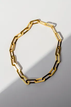 Flat Oval Link Chain Necklace - Gold Plated