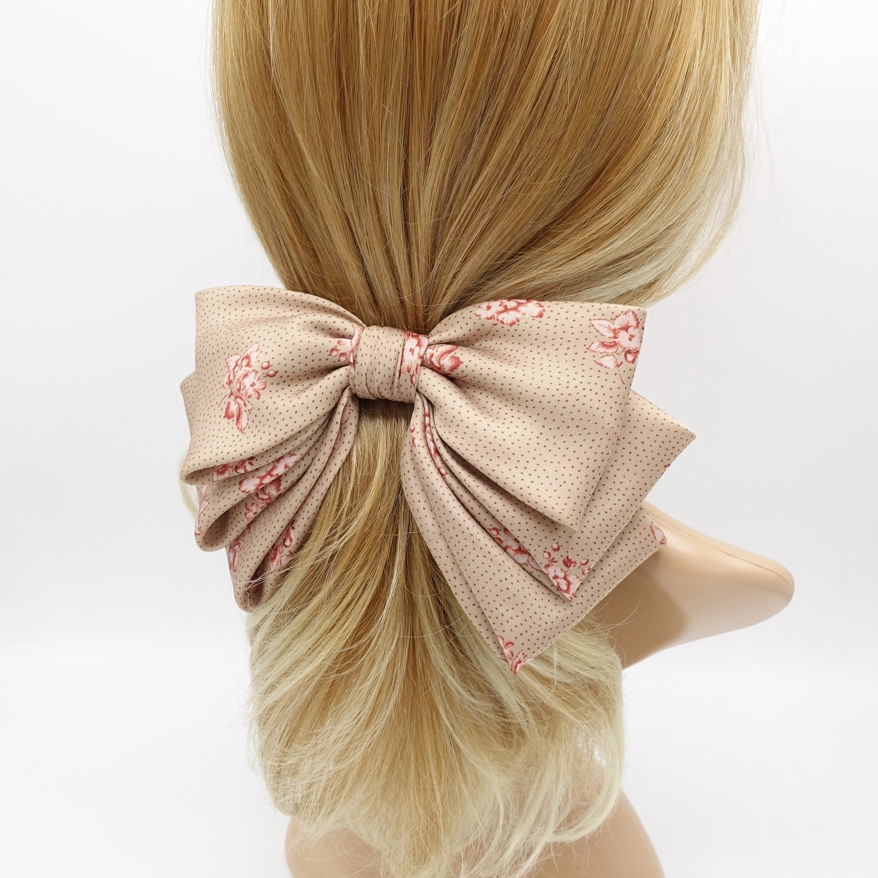 floral satin hair bow