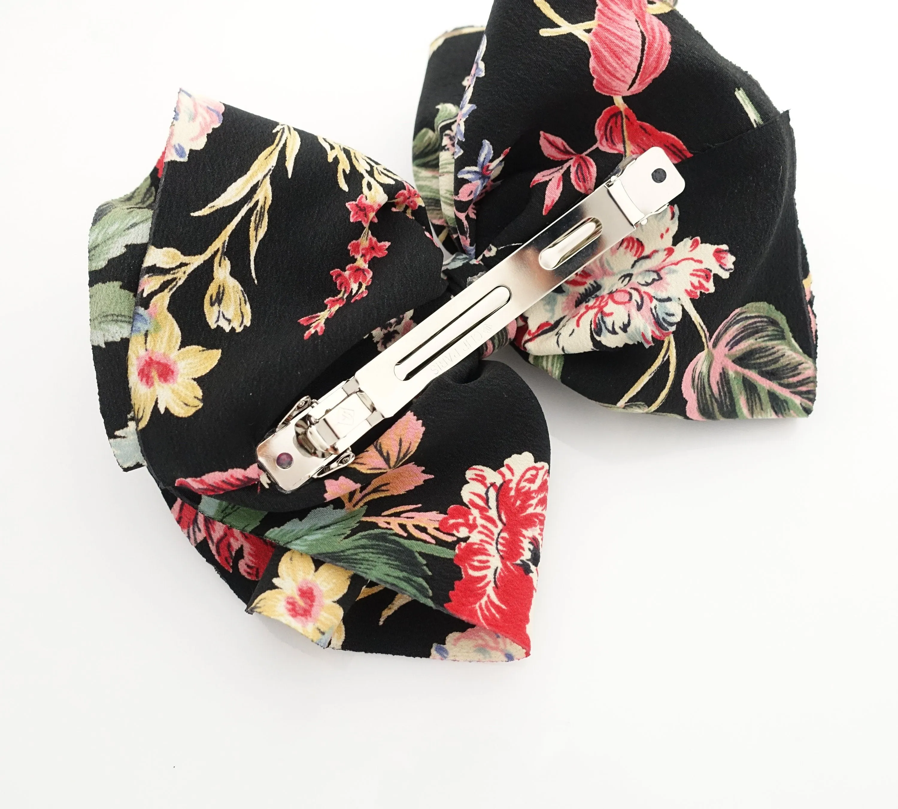 flower plant print hair bow barrette volume up women hair bow clip hair accessories