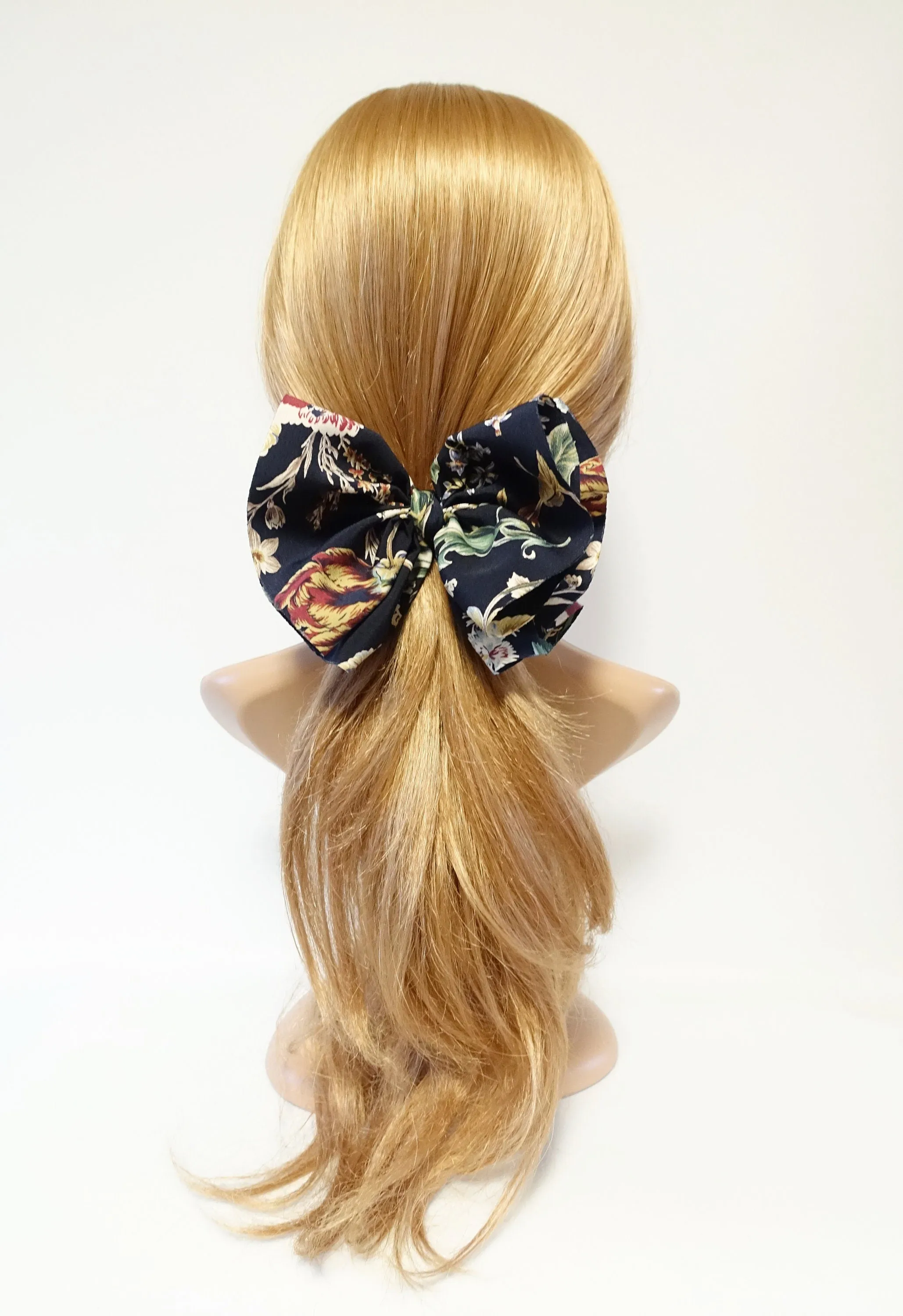 flower plant print hair bow barrette volume up women hair bow clip hair accessories