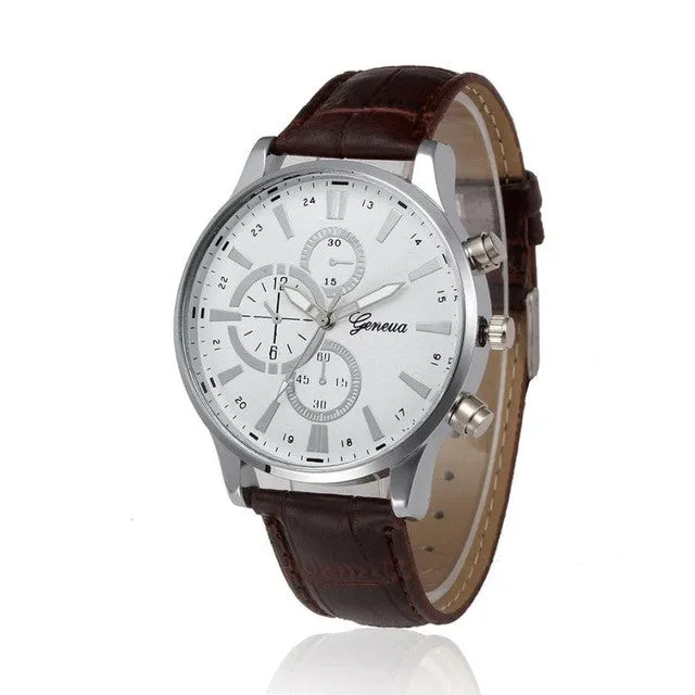 Geneva Faux Leather Wristwatches For Men