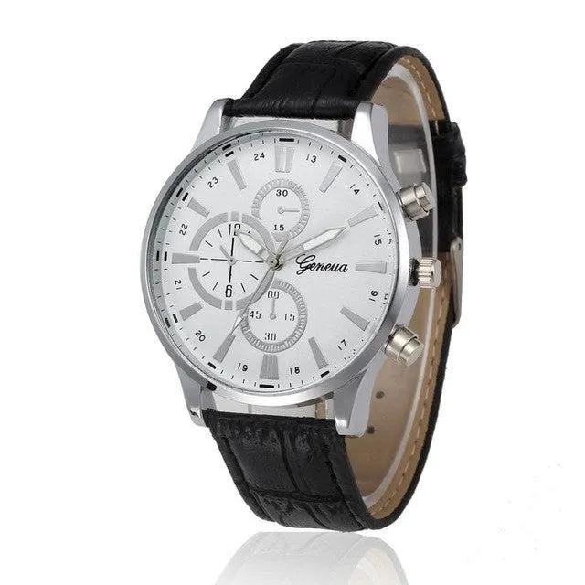 Geneva Faux Leather Wristwatches For Men