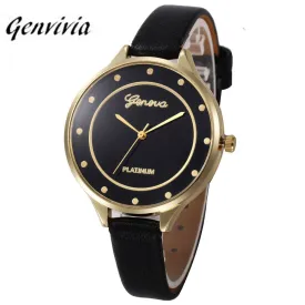 Genvivia brand quartz watch Women multi candy color PU Leather belt Wrist Watch unique pattern clock relogios femininos #A8