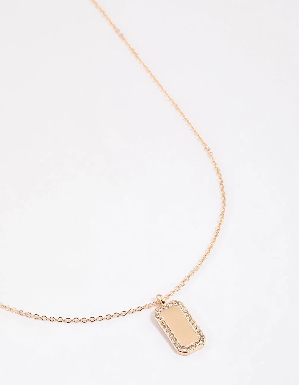 Gold Bling Dog Tag Necklace