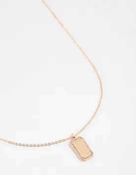 Gold Bling Dog Tag Necklace