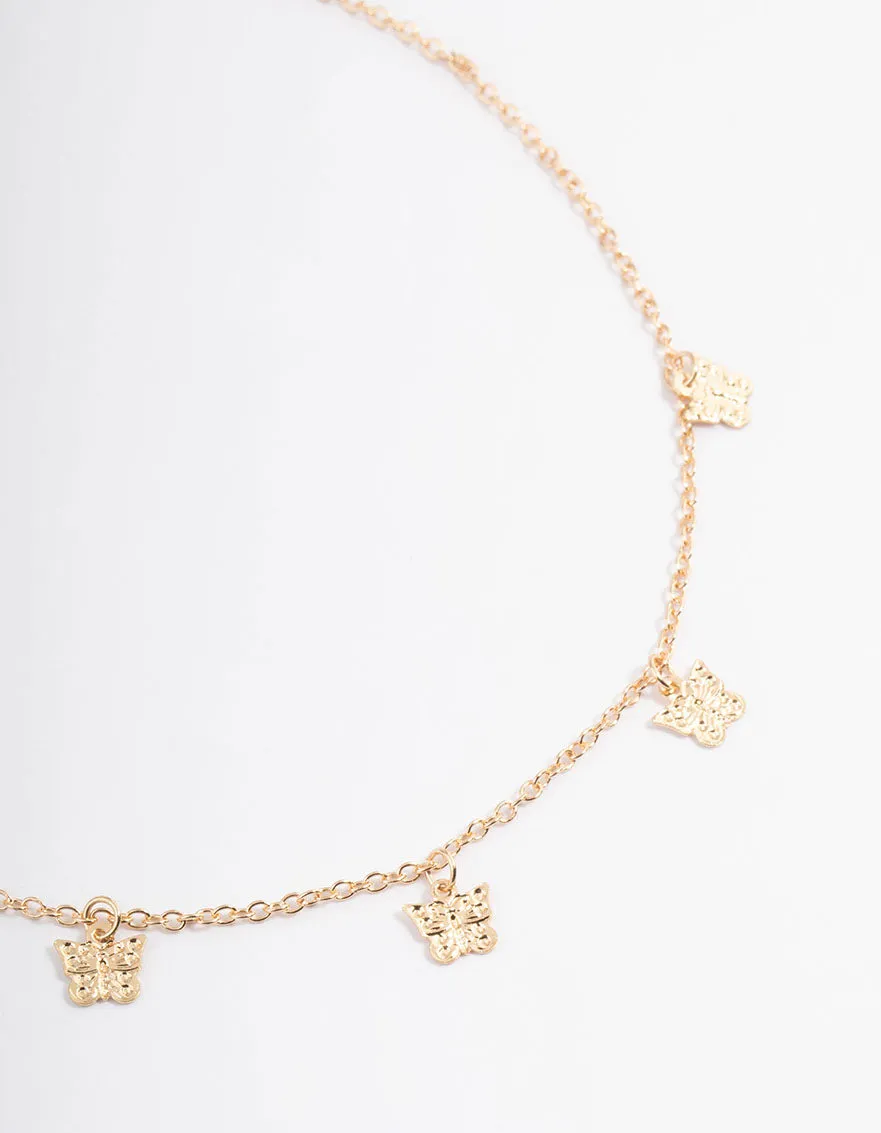 Gold Butterfly Droplet Choker