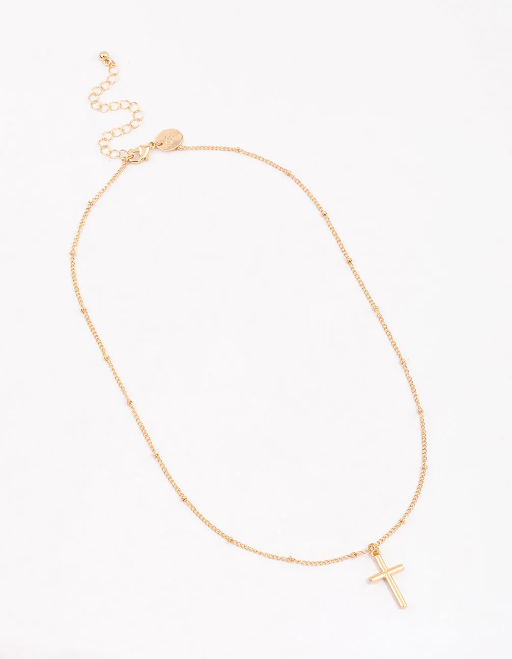 Gold Classic Cross Ball Chain Necklace